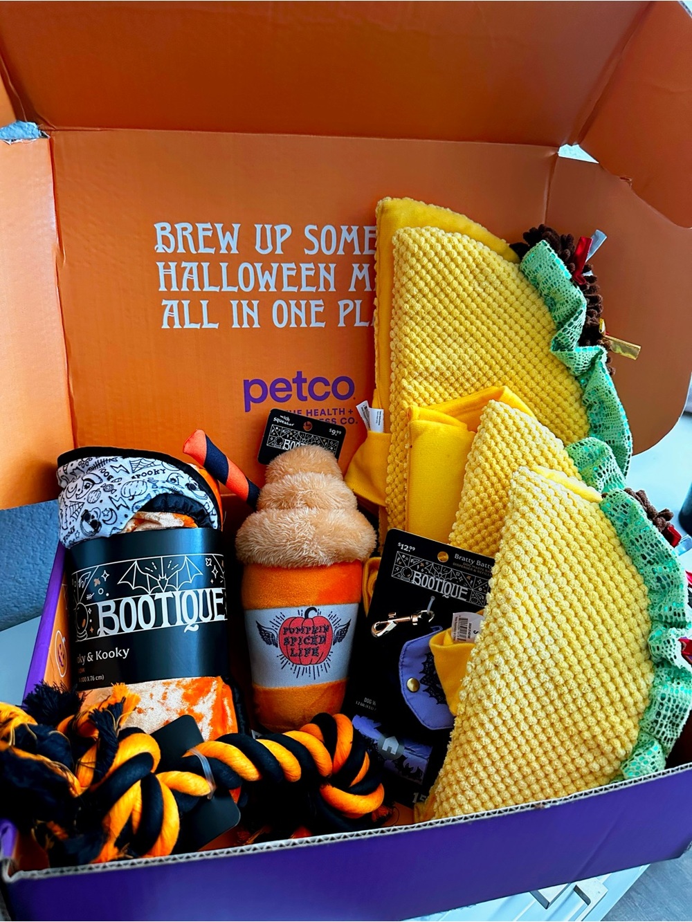 Bootique Halloween Pet Toy Gift Set in Orange and Yellow